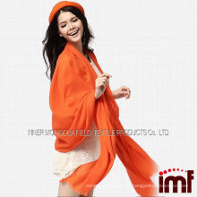 écharpe pashmina orange 100% laine unie à la mode écharpe à glands
